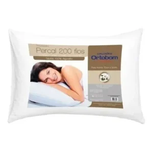 Kit 2 Travesseiros Ortobom Percal 200 Fios Antiácaro 70x50 cm