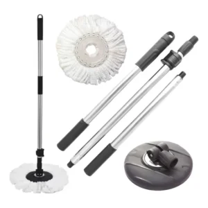 Kit Cabo + Base + Refil Completo De Reposição Aço Inox E Microfibra Perfect Mop Pro 360