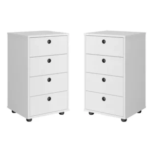 Kit 2 Pcs Mesa De Cabeceira Luxo New 4 Gaveta Promoção