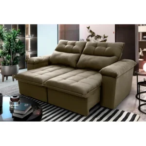 Sofá Retrátil Reclinável Verona 1,50m Suede Velut Bege Molas Ensacadas - King House