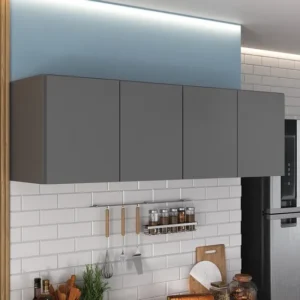 Armário De Cozinha Aéreo 4 Portas Multimóveis Mp2156 Cor Grafite