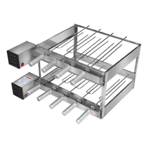 Churrasqueira Elétrica Pratic Metal Giratória 9 Espetos Aço Inox Embutir