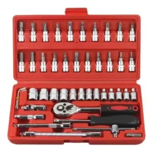 Jogo De Ferramentas Completo Catraca Soquetes Kit 46 Pecas
