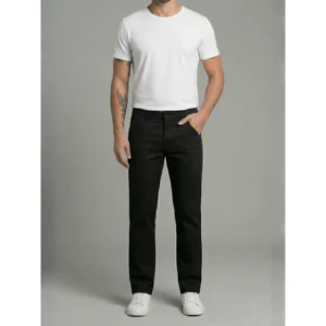 Calça Masculina Sarja Preta Reta Premium Alfaiataria Moderna