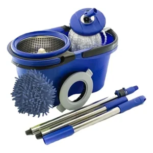 Mop Giratório Limpeza Esfregão Balde Cabo 160cm Balde 16l Azul