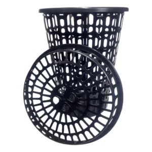 Cesto Telado Para Roupa De Plástico Grande Vazado Com Tampa Cor Preto Liso