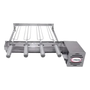 Kit Grill Giratório Inox 4 Espetos Bivolts Único Andar Direito 127/220v