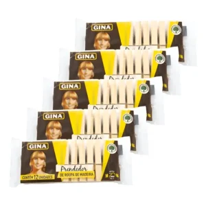 Pregador De Madeira Para Roupas Gina Pacote Com 60 Un