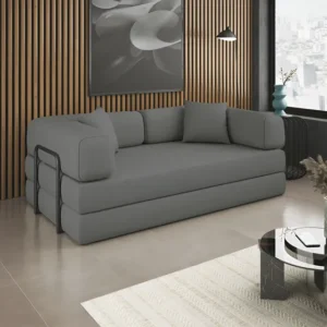 Sofá Cama Colchão Casal Compact Air Confortável Moderno Sala Grafite Balaqui Decor