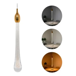 Luminária Pendente Gota Brilho Dourado RY Cristal LED PD1117