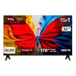 Smart TV TCL 32 Polegadas HD QLED S5K WiFi Bluetooth Google TV 2 HDMI HDR10 Dolby Audio 32S5K