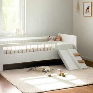 Cama Infantil Montessoriana Affetto Com Escada E Cor Branco
