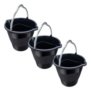 Kit 3 Baldes Para Limpeza Bico Duplo Preto 10 Litros C/ Alça