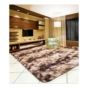 Carpete Tapete 150x100 Sala Peludo Felpudo Texfine Cor Marrom Desenho Do Tecido Mesclado Shaggy