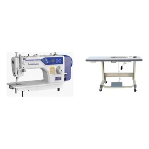 Kit Lanmax: Máquina Reta Direct Drive Corte Linha Branco 220v + Mesa Completa Reta