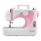 Máquina De Costura Elgin 14 Pontos Futura Jx-2040 Costura 8 Camadas de Jeans C/ Pedal Acessórios Estrutura de Ferro e Aço Portátil Branco/Rosa - Imagem 4