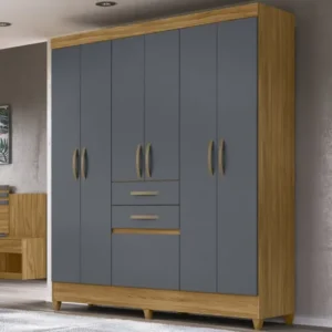 Guarda Roupa Casal 7 Portas 8970 Freijo Cinza Moval Freijó/cinza