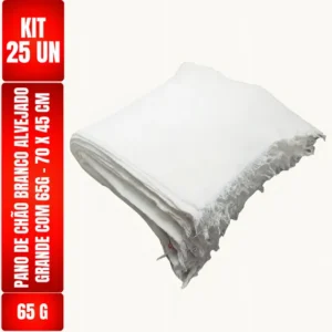 Kit C/ 25 Un - Pano De Chão Branco Alvejado 70 X 45 Cm - Neves - Grande - Tipo Saco Duplo - Atacado - Limpeza Leves E Pesadas - Secagem De Vidros E Automóveis - Limpeza Em Geral