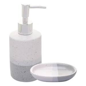 Saboneteira Porta Sabonete Líquido E Em Barra Pia Banheiro Cinza Dedrade