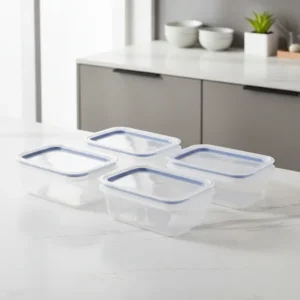 Kit 4 Potes Quadrado 910ml Trava Mais Plasútil Azul-aço