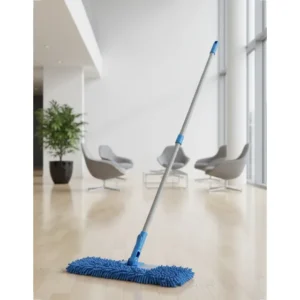 Esfregão Flat Haste Flexível Cabo Extensível Limpeza Geral Azul