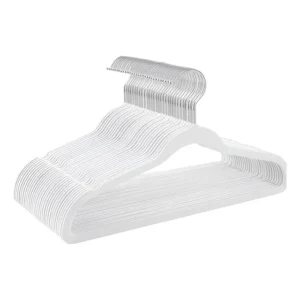 Kit 50 Cabides De Veludo Slim Antideslizante Ultrafinos Cor Branco