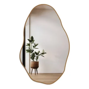 Espelho Orgânico Loja Sala 80x50 Grande Banheiro Elegante Moldura Caramelo
