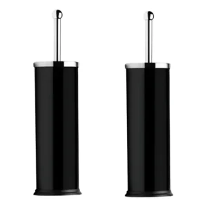Kit 2 Escova Sanitária Luxo Vaso Sanitário Aço Inox Black Cor Cinza