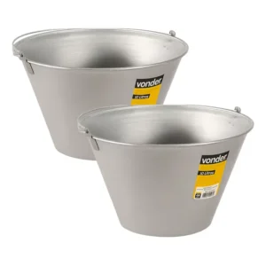 Balde Com Alça Para Concreto 10l Pedreiro Construçao 2pcs Prata Metálico Galvanizado