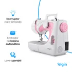 Máquina De Costura Reta Futura Jx-2040 Portátil Elgin Cor Branco/Rosa - Imagem 8