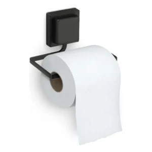 Suporte Porta Papel Higiénico Papeleira Parede Fixação Sem Furos Dupla Face 3M Black Preto Arthi