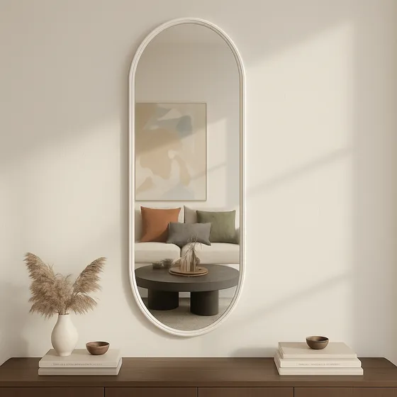 Espelho Oval Grande 165x45 Cm Decore Seu Ambiente Moldura Branco