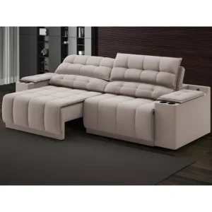 Sofá Com Usb Retrátil E Reclinável Samurai 2m Cor Bege