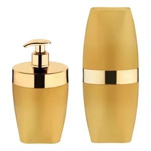 Kit Dispenser Porta Sabonete Líquido Escova Dente Dourado