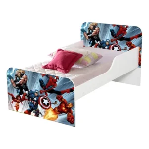 Mini Cama Infantil Meninos 100% Mdf C/ Colchão Ortobom Branco Vingadores Desenho