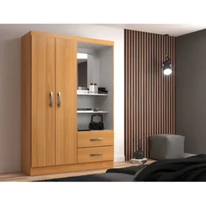 Guarda-Roupa Solteiro Capelinha 2 Portas 2 Gavetas com Espelho MDP