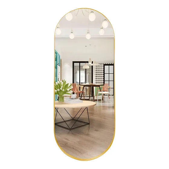 Espelho Grande Corpo Inteiro Moldura Aço 150x60cm Mod Pílula Moldura Dourado