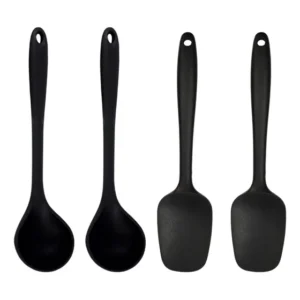 4 Unidades De Talheres Cozinha Concha Feijão & Espátula Preto