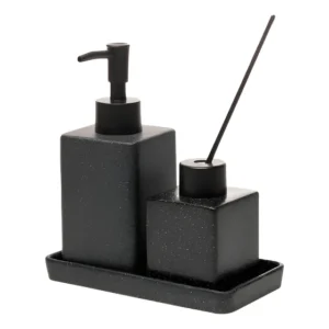 Kit Lavabo Banheiro E Difusor Aromatizador Granilite Preto