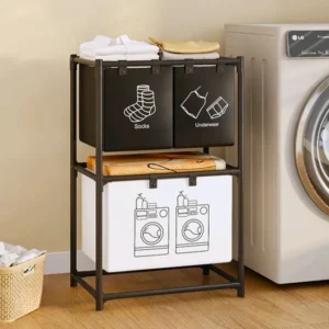 Cesto De Roupa Suja Organizador Lavanderia 3 Divisórias Tnt
