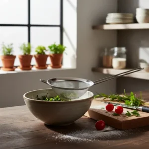 Peneira Coador Inox Peneirar Alimentos 32x16cm Inox