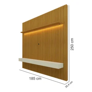 Painel Home Gelius Nobre Ripado Para Tv Naturale Off White Cor Naturale/off White