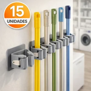 Kit 15 Suportes de Vassoura Adesivo Organizador Sem Furar
