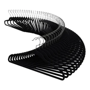 Kit 100 Cabide Veludo Slim Ultra Fino Cor Preto/Prata