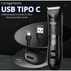 Aparador Pelos Kemei Km-1840 Unissex Barbeador Prova D'agua Preto 127/220v - Imagem 6