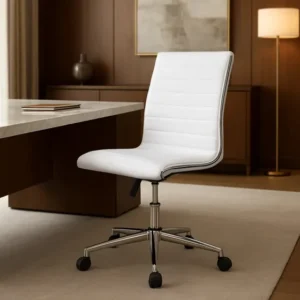 Cadeira de escritório Mobly Marilyn secretária ergonômica cor branco com estofado de couro sintético