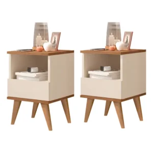 Dullar Moveis Kit 2 Mesas De Cabeceira Cor Bege