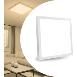 Plafon LED 36W RY Quadrado 40x40cm Branco Quente Sobrepor Teto