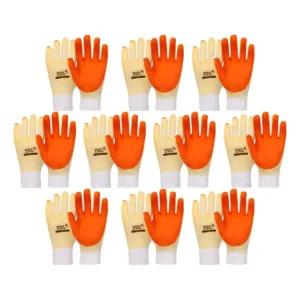 Kit 12 Prs Luva De Malha Vulcanizada Gladiador Orange Volk