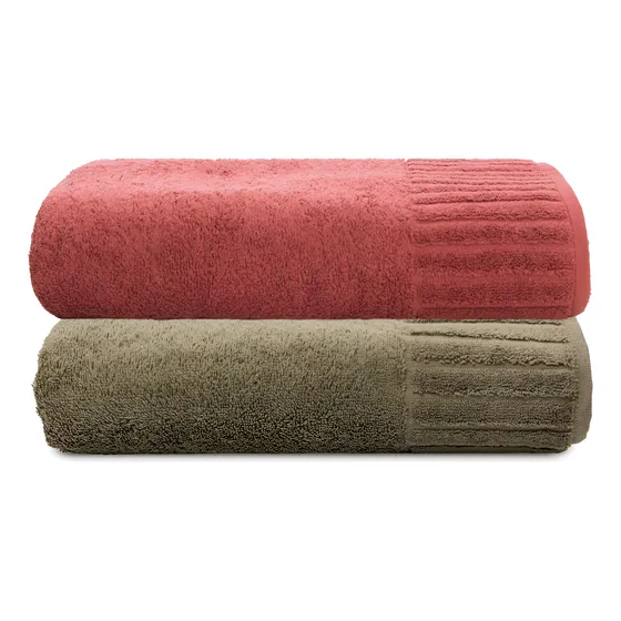 Jogo Toalha De Banho Gigante Ele/ela Velour - 500g/m² Camesa Cor Vinho/marrom